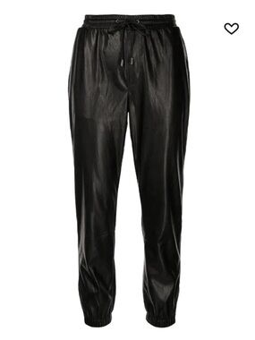 Black Faux Leather Jogger Pants